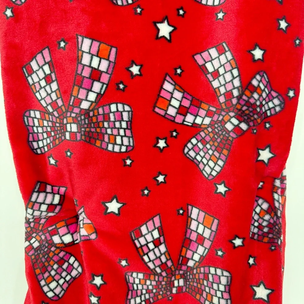 Be Merry & Bright Disco Bow Christmas Throw Blanket 50”x70” Feminine New Nwt